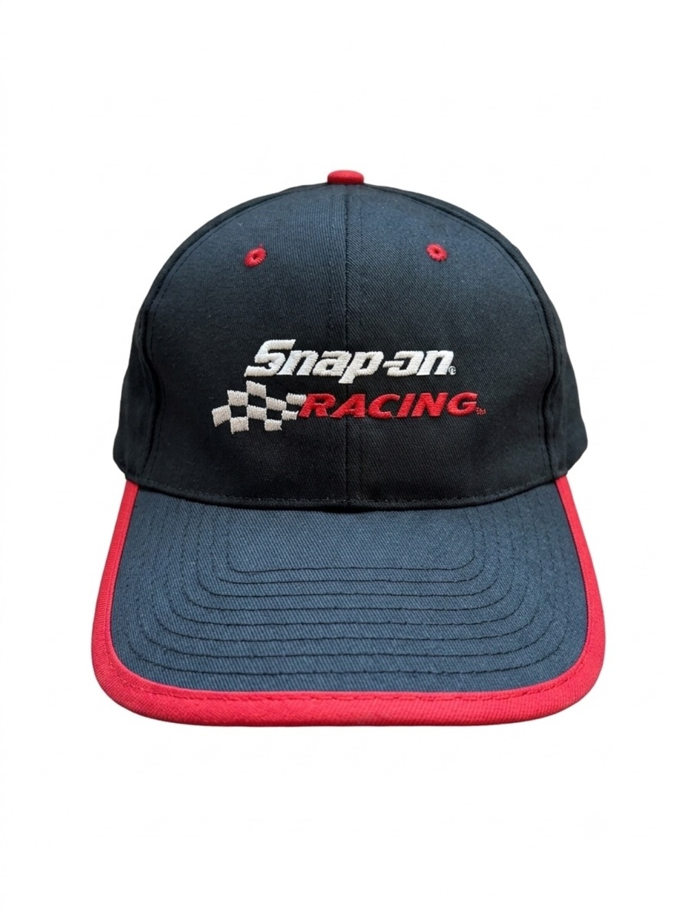 Snap-on Racing Hat Cap Mens Black Red Embroidered‎ Adjustable Hit Wear Cotton
